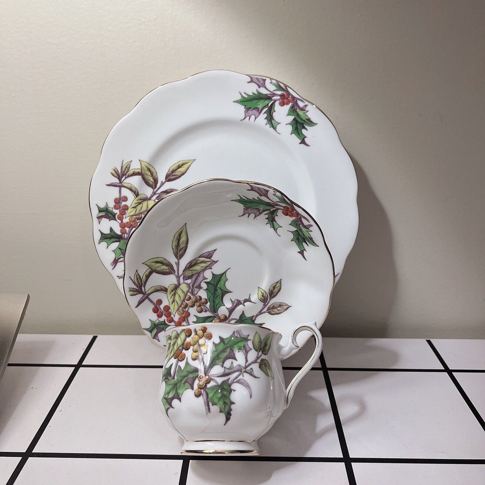 Royal Albert "Holly" Flower Of The Month No.12 Trio~Cup/Saucer/Plate 1950